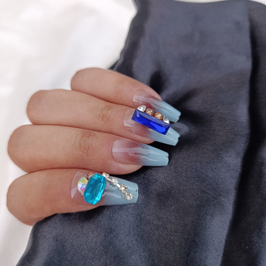 Blue Gradient Nails